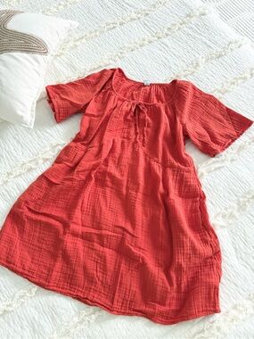 Red gauze dress